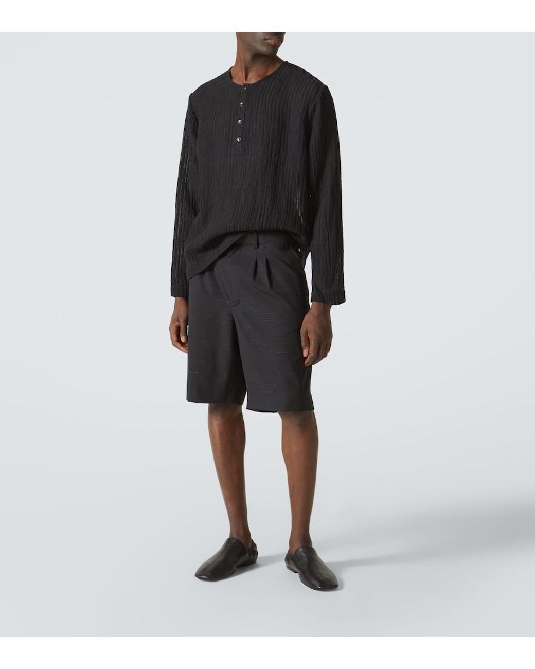 Commas Black Striped Henley Shirt for men