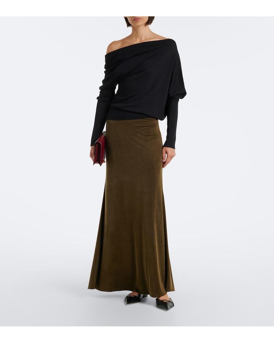 Tom Ford Black Off-Shoulder Wool And Silk Sweater
