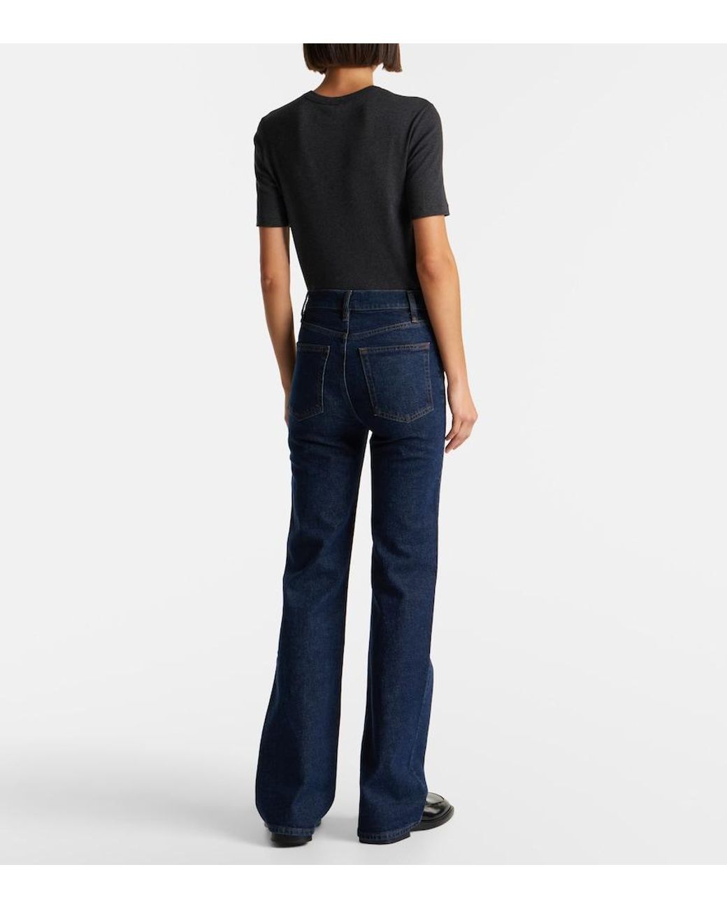 FRAME Blue Arrow High-Rise Bootcut Jeans