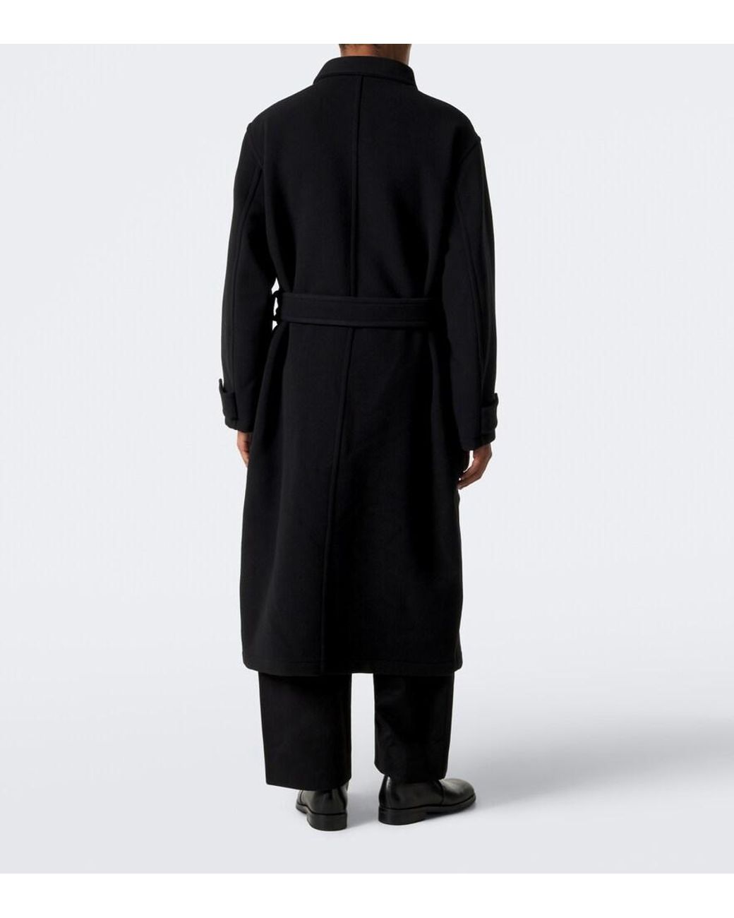 Lemaire Black Double-Sided Wool Coat for men