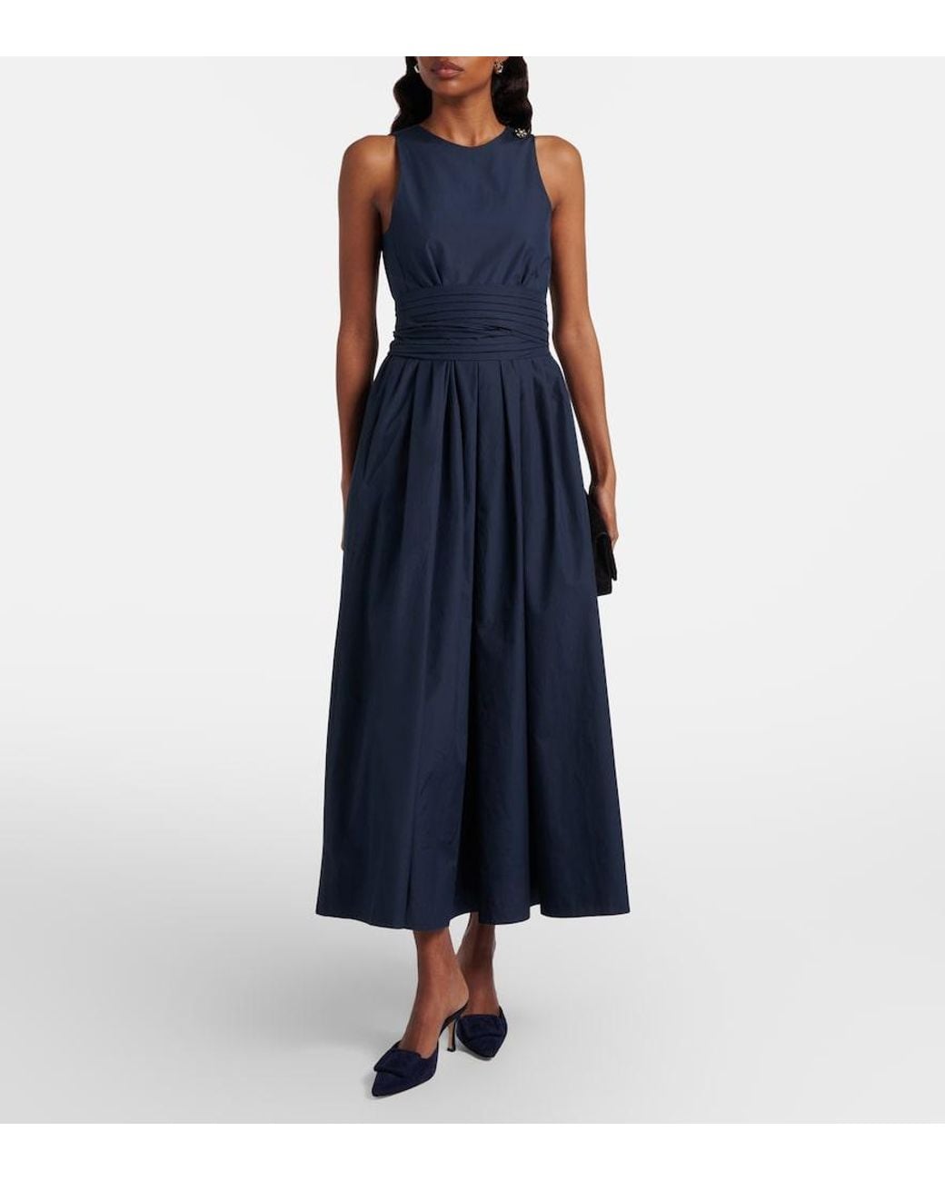 Max Mara Ussita Cotton Poplin Midi Dress in Blue | Lyst