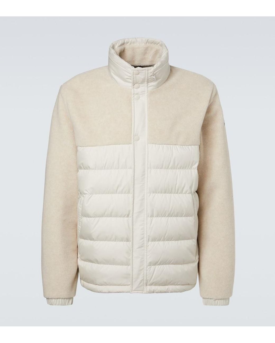 Moncler White Mistral Fleece-Paneled Down Jacket for men
