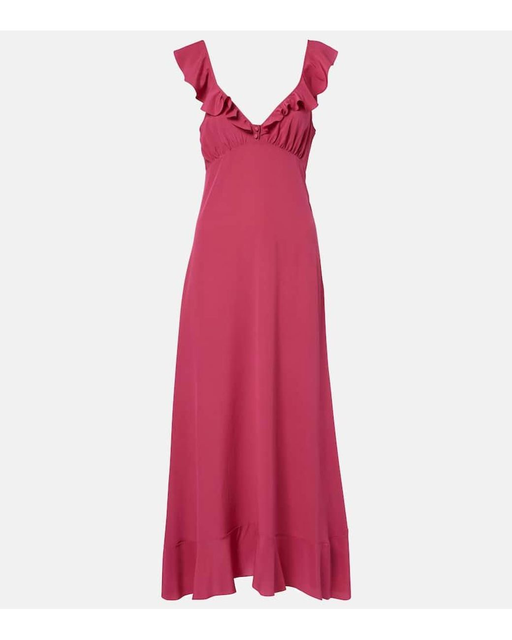 Chloé Purple Ruffled Silk Midi Dress