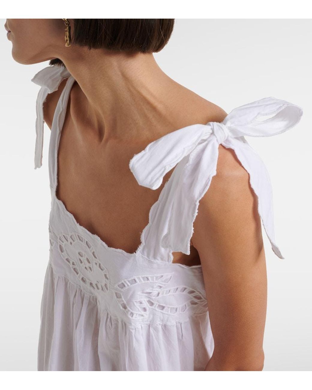 Juliet Dunn White Broderie Anglaise Scalloped Cotton Minidress