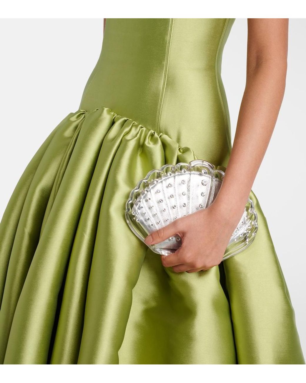 Aquazzura White Crystal Shell Embellished Clutch