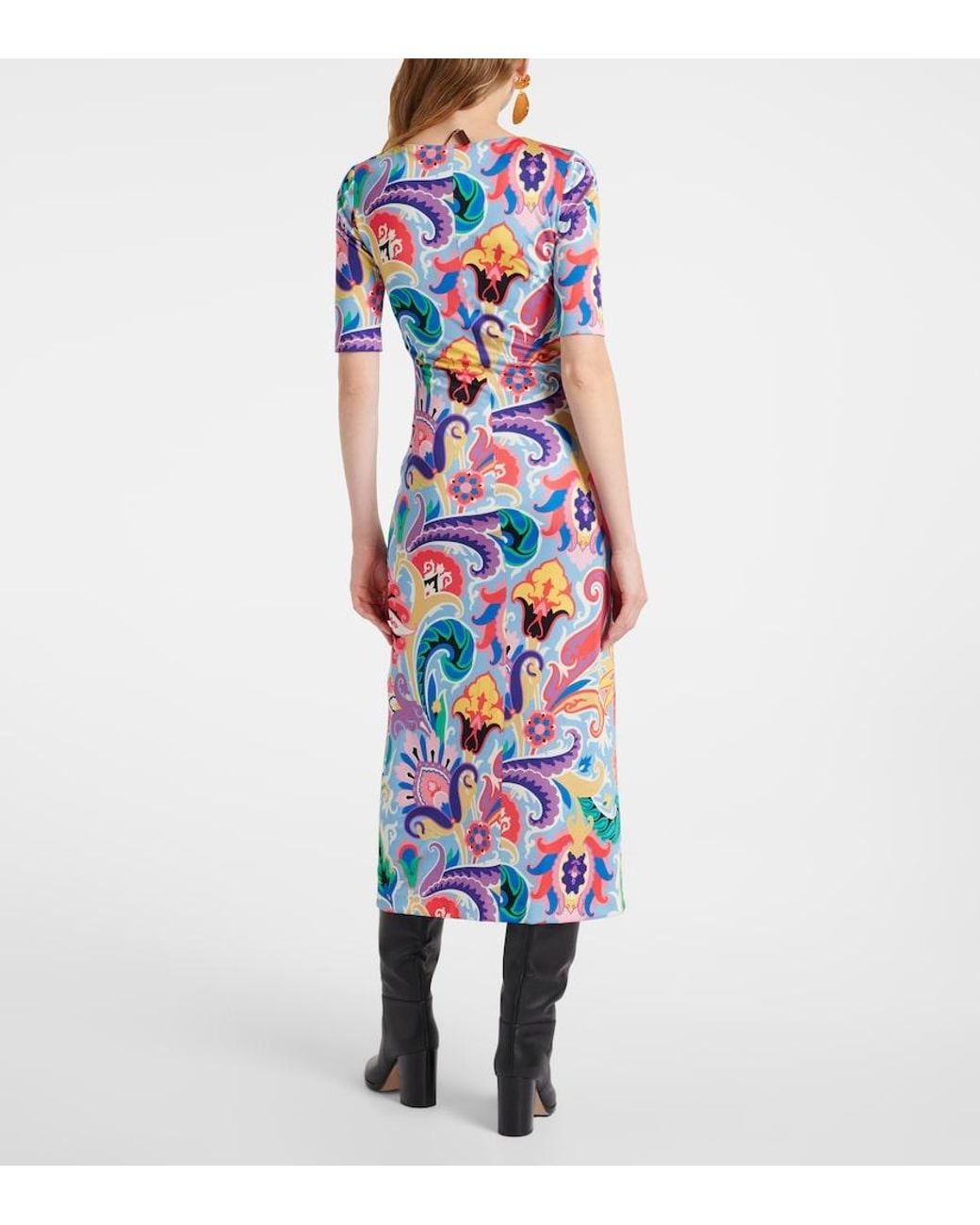 Etro White Paisley Midi Dress
