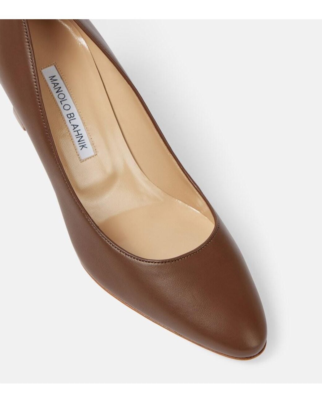 Manolo Blahnik Brown Sikotto 70 Leather Pumps