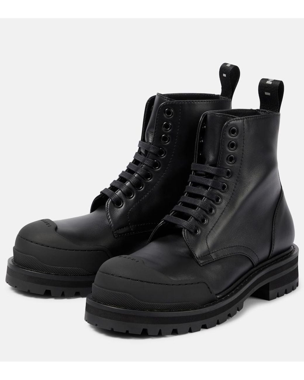 Marni Black Dada Leather Combat Boots