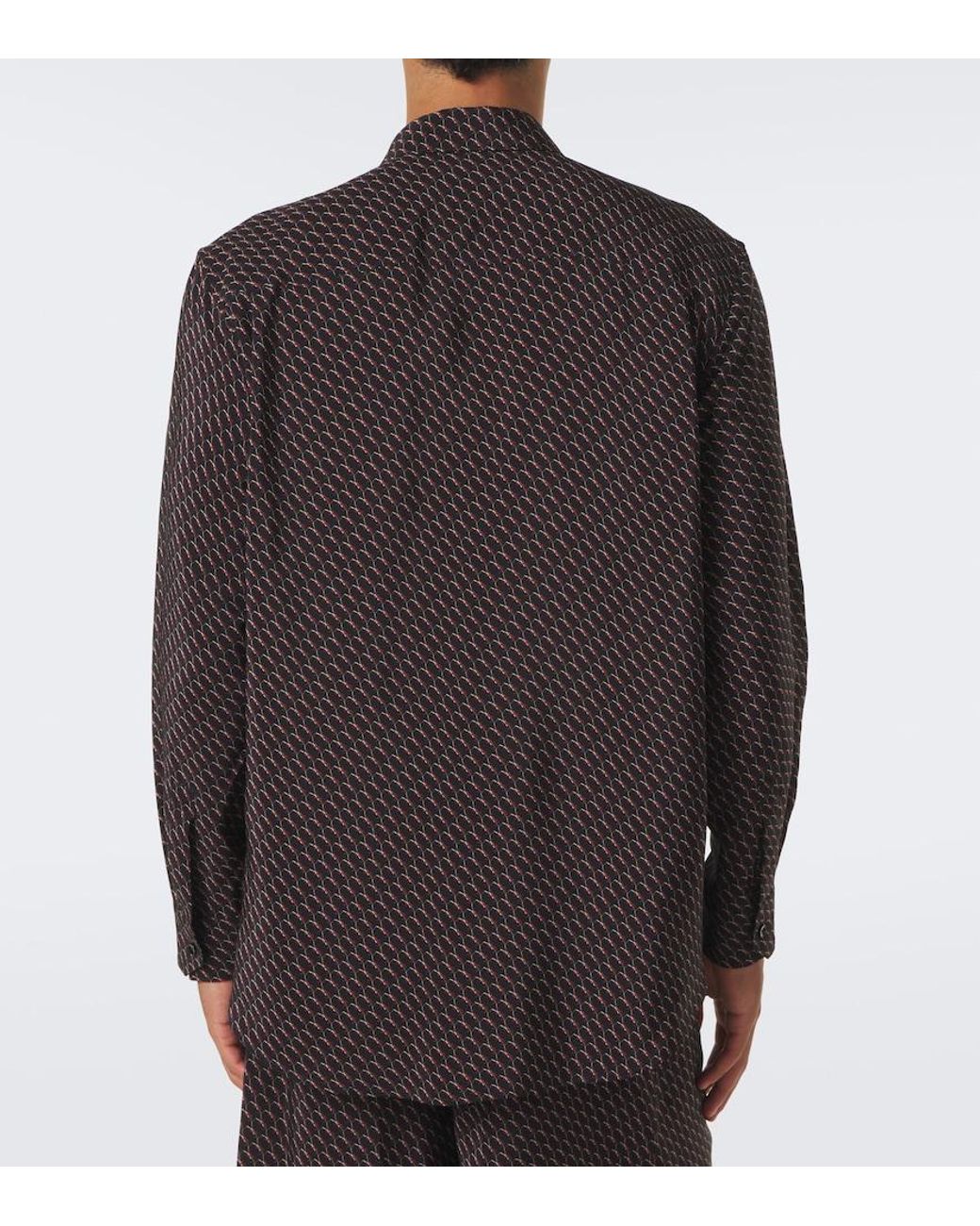 Saint Laurent Brown Cassandre Printed Silk Shirt for men