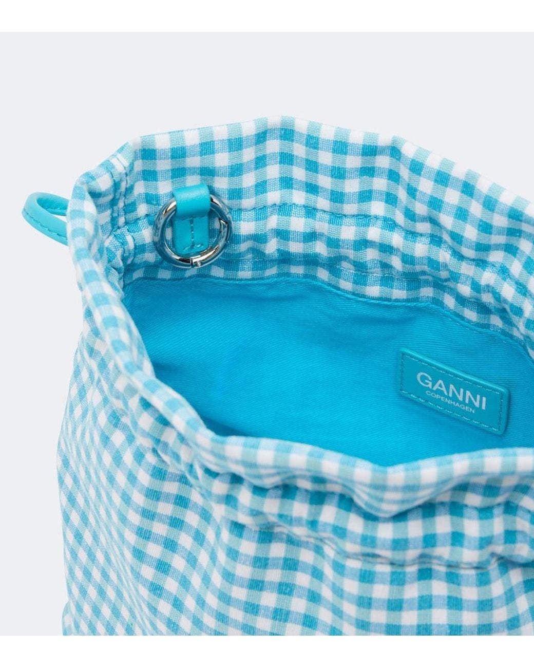 Ganni Blue Bou Checked Pouch