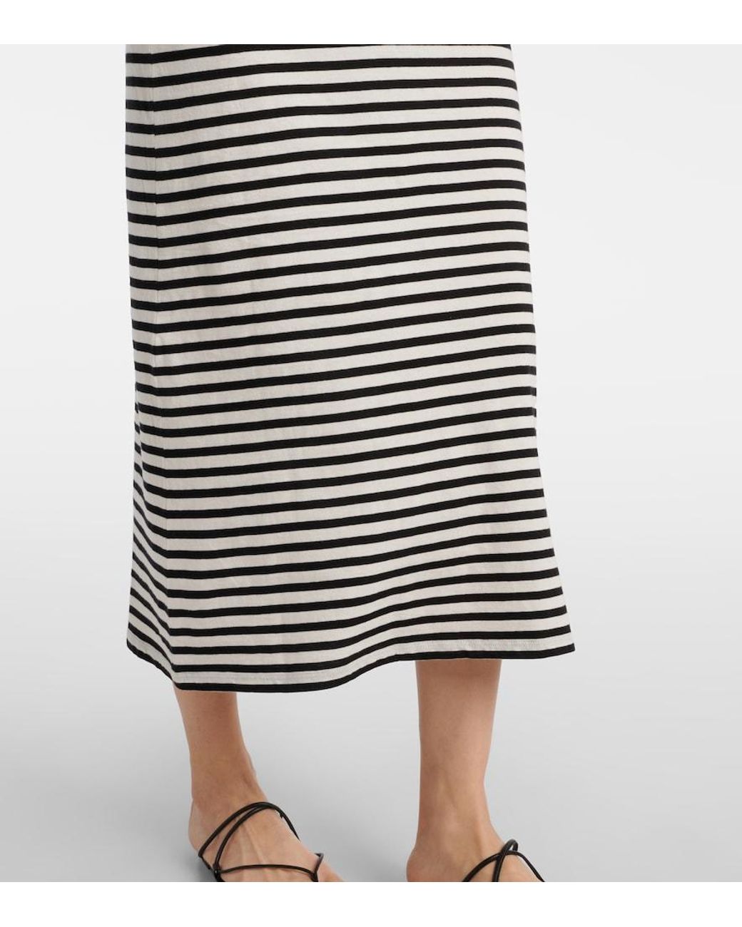 Nili Lotan White Striped Cotton Jersey Maxi Dress