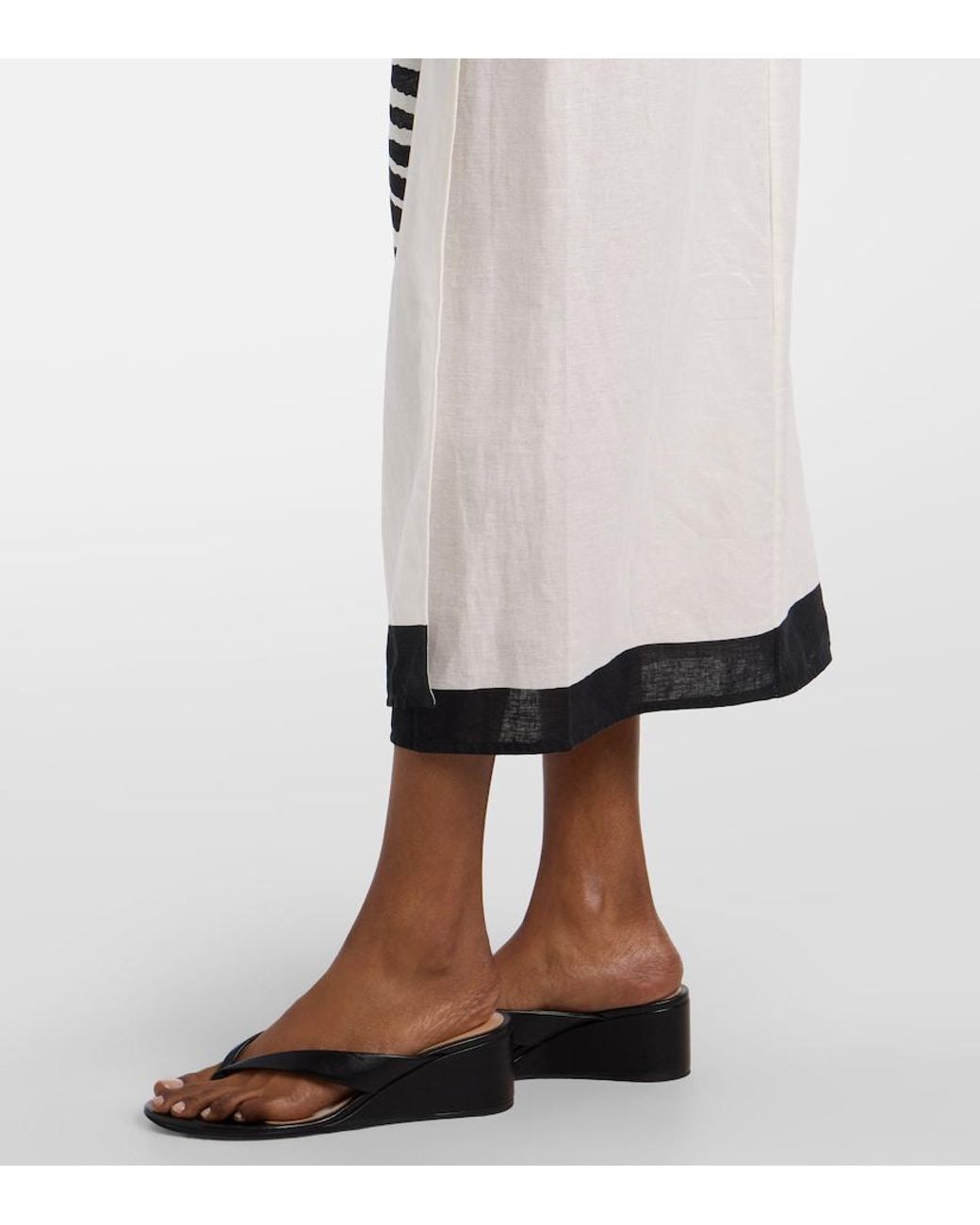 ViX White Flora Zebra-Print Linen-Blend Maxi Skirt