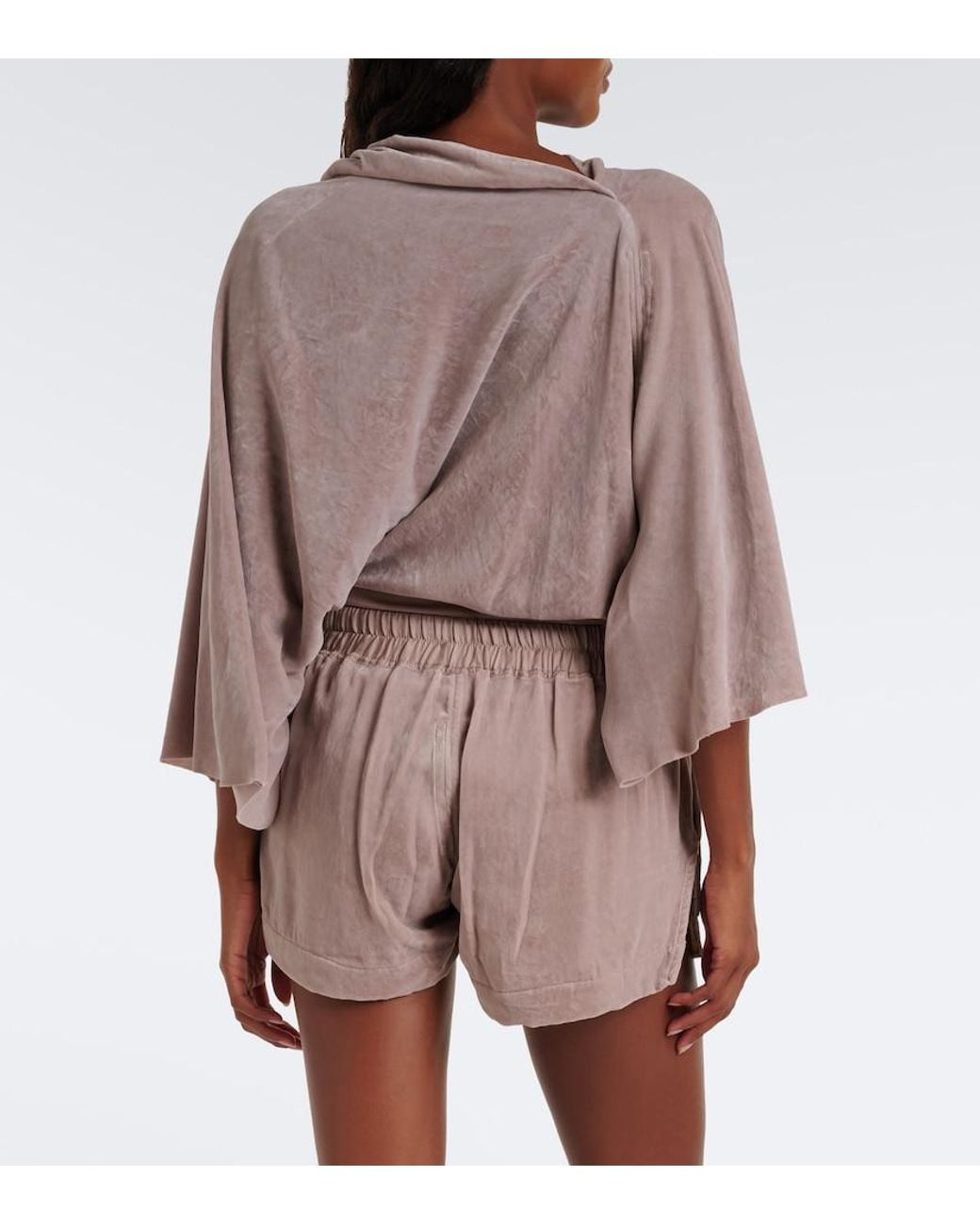 Rick Owens Pink Cylinder Draped Velvet Top