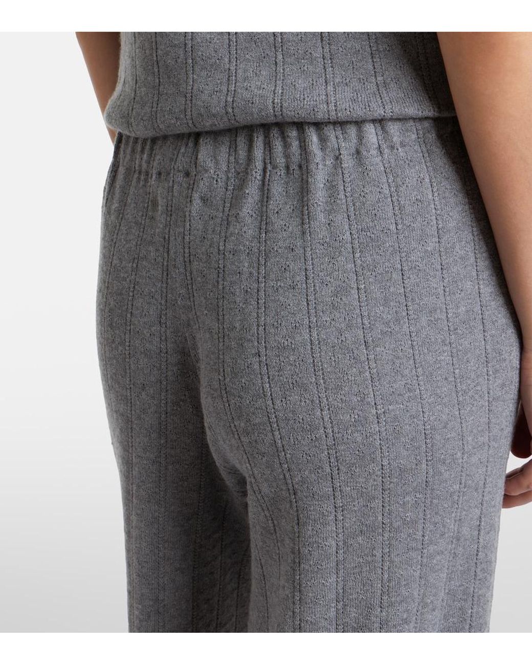 Lisa Yang Gray Shannen Cotton And Cashmere Wide-Leg Pants