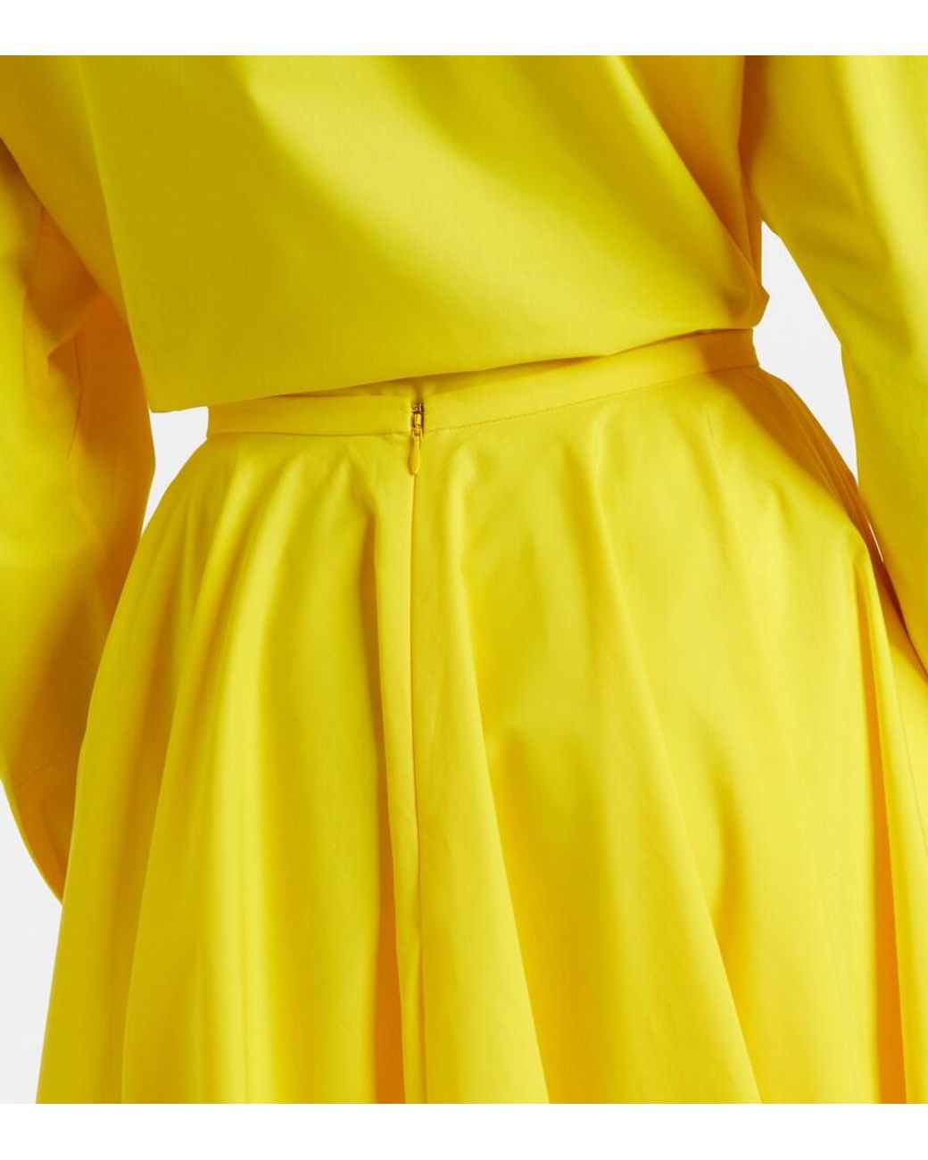 Givenchy Yellow Pleated Cotton Midi Skirt