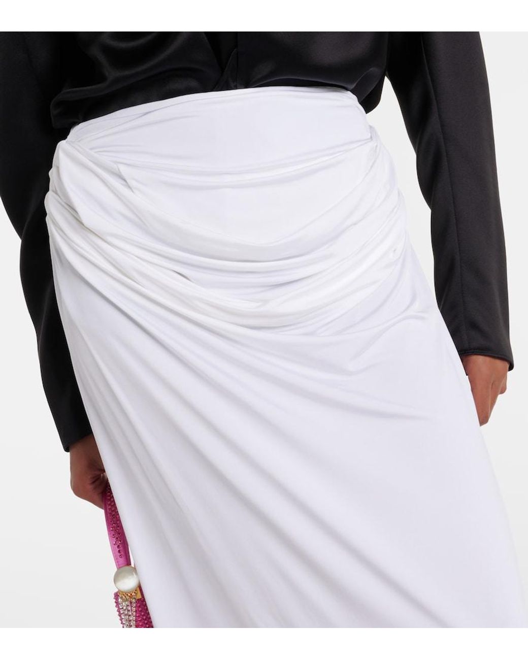 Magda Butrym White Draped Jersey Maxi Skirt
