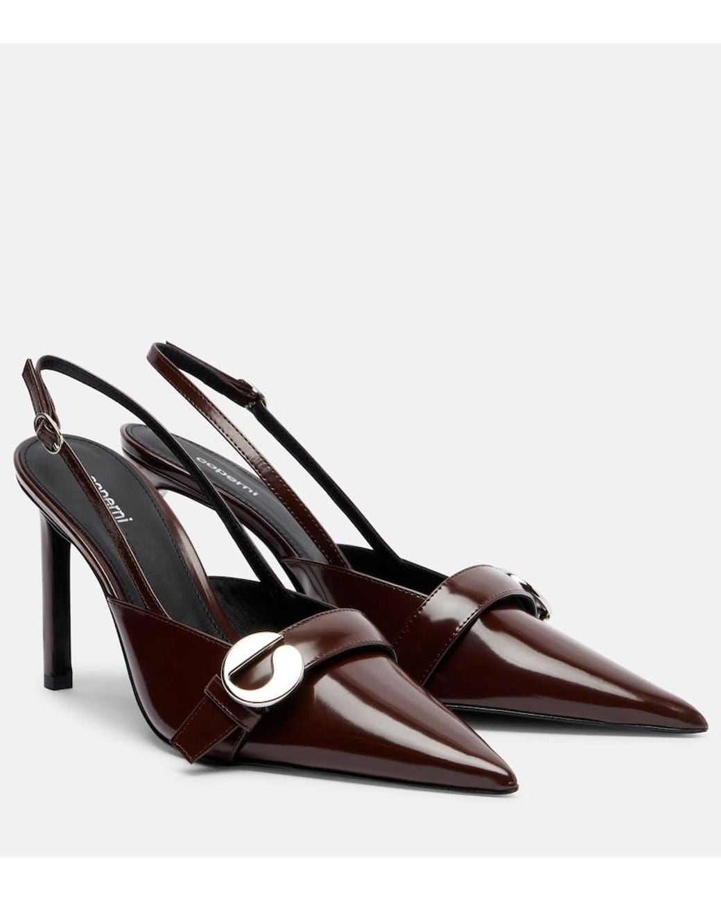 Coperni Brown Belt Stiletto Leather Slingback Pumps