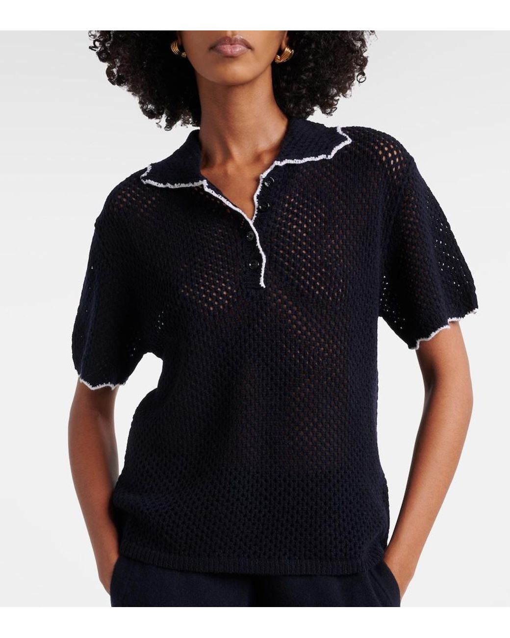Jardin Des Orangers Black Wool And Cashmere Polo Sweater