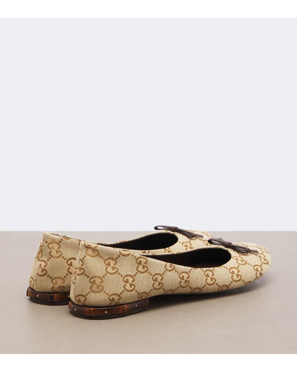 Gucci Brown Gg Canvas Ballet Flats