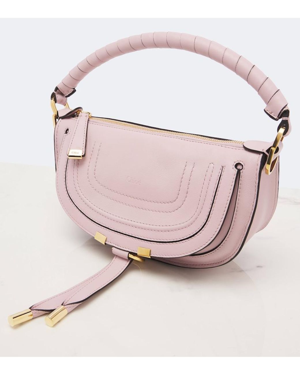 Chloé Pink Marcie Small Leather Shoulder Bag