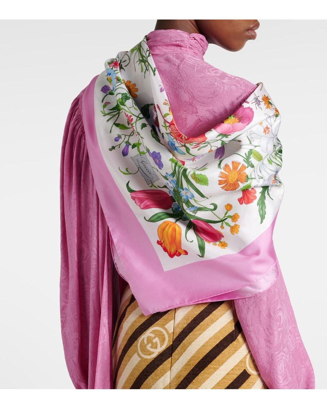 Gucci Multicolor Flora Silk Twill Scarf