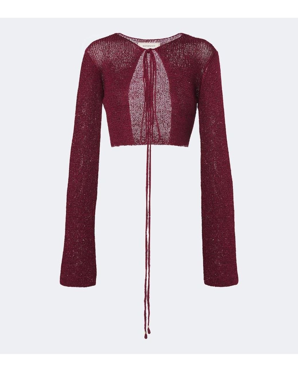 Bananhot Red Alma Cropped Sequined Cardigan