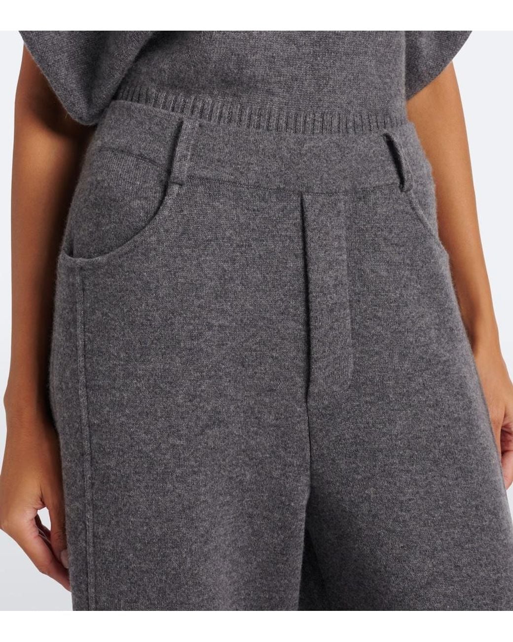 Lisa Yang Gray Veda Cashmere Barrel-Leg Pants
