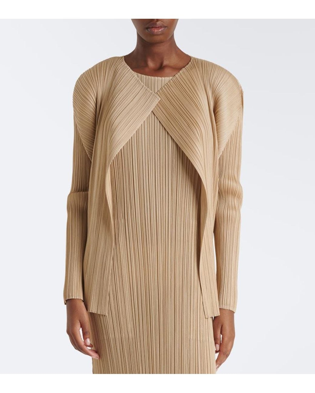 Pleats Please Issey Miyake Natural Monthly Colors: October Pleated Cardigan