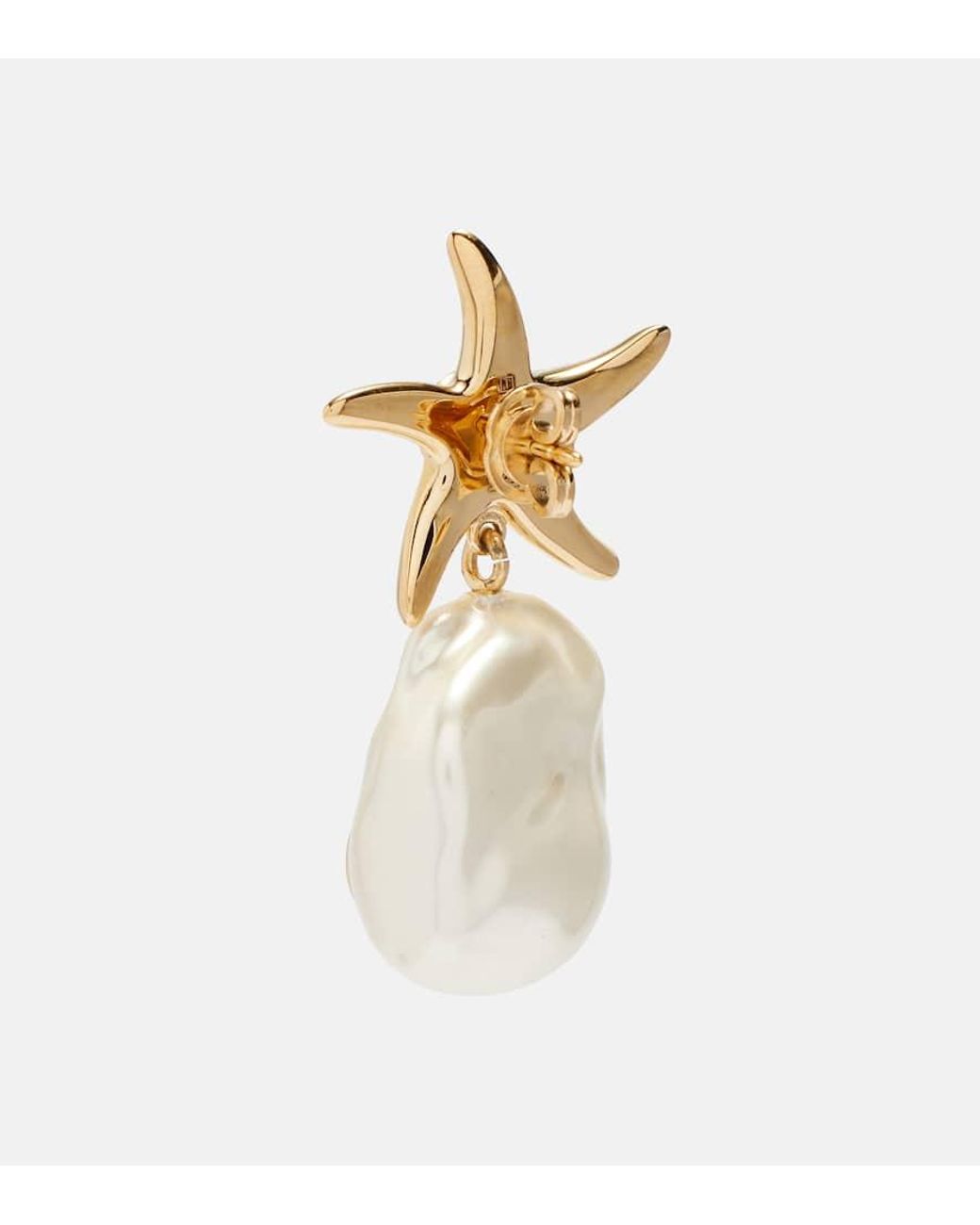 Gucci Interlocking G Faux Pearl Drop Earrings in Metallic | Lyst