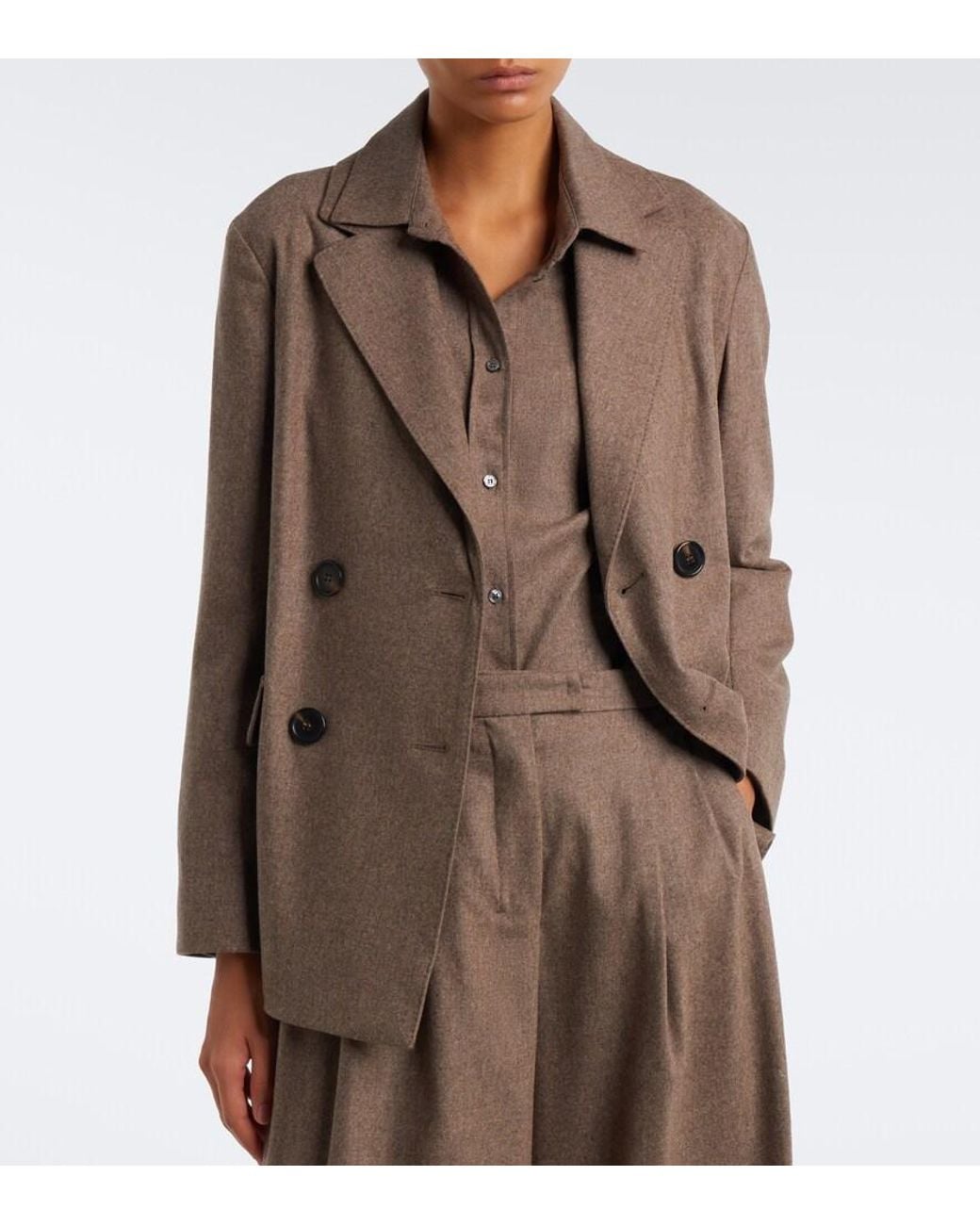 Max Mara Brown Double-Breasted Wool Blazer