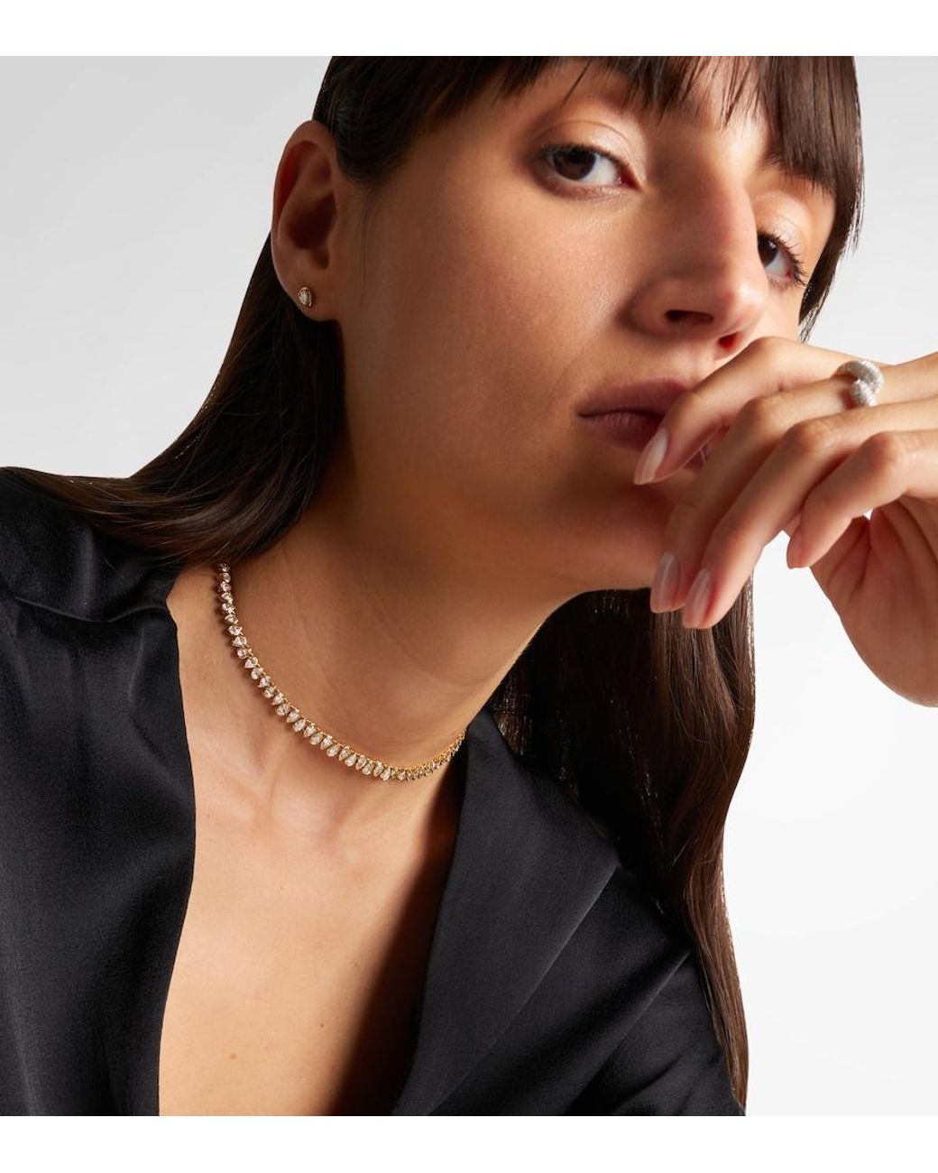 SHAY Metallic 18Kt Tennis Necklace With Diamonds