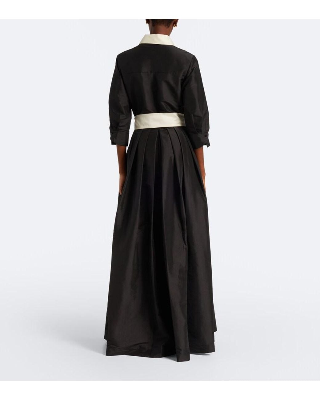 Jonathan Simkhai Black Julisse Bow-Detail Pleated Taffeta Gown