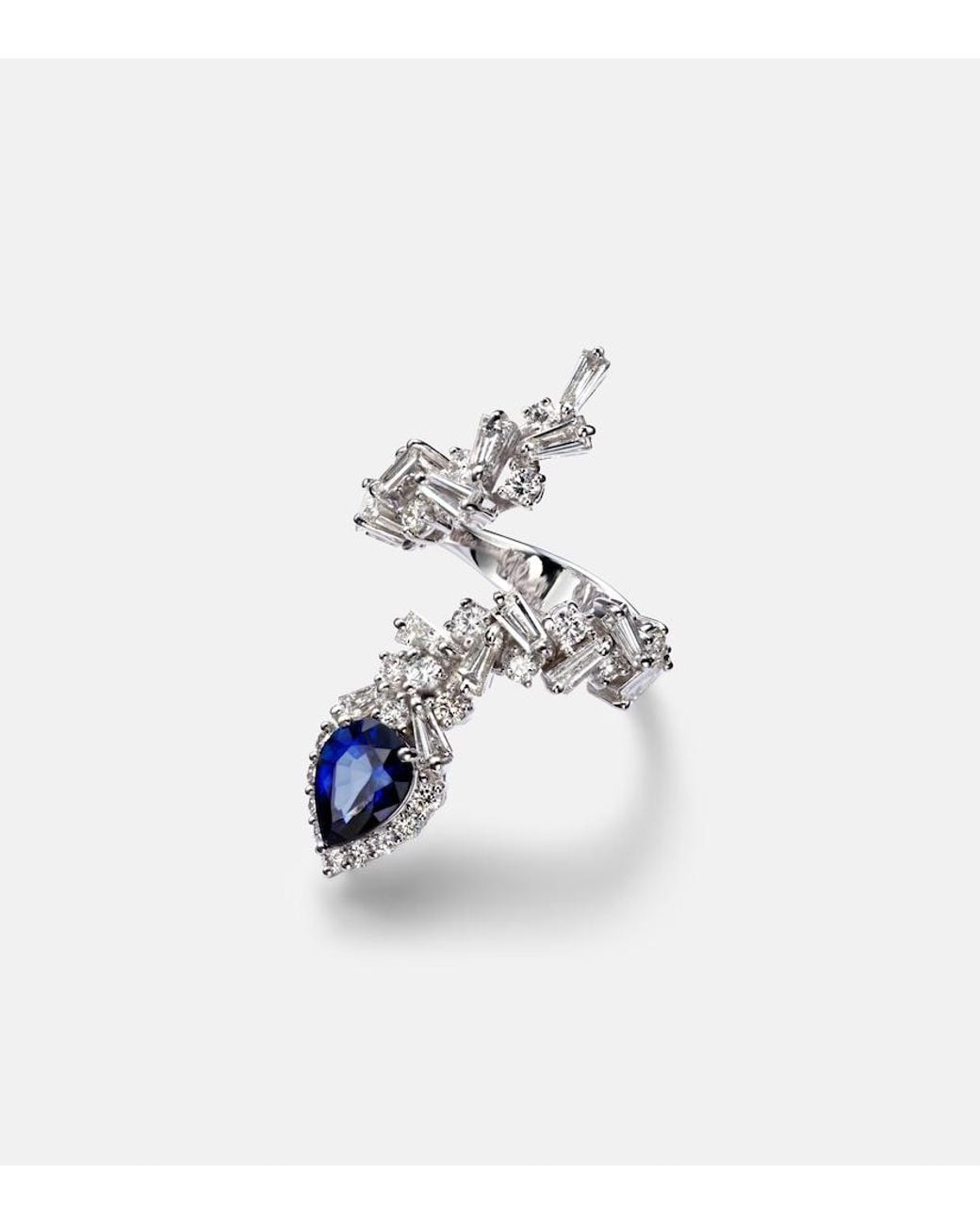 YEPREM White Reign Supreme 18Kt Ring With Diamonds And Sapphire