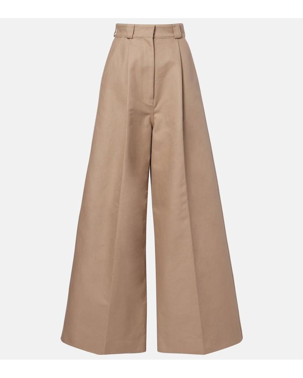 Balenciaga Brown Cotton Gabardine Wide-Leg Pants