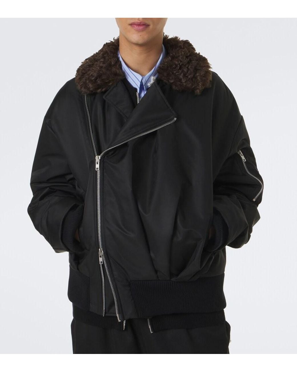 Simone Rocha Black Asymmetric Blouson Jacket for men