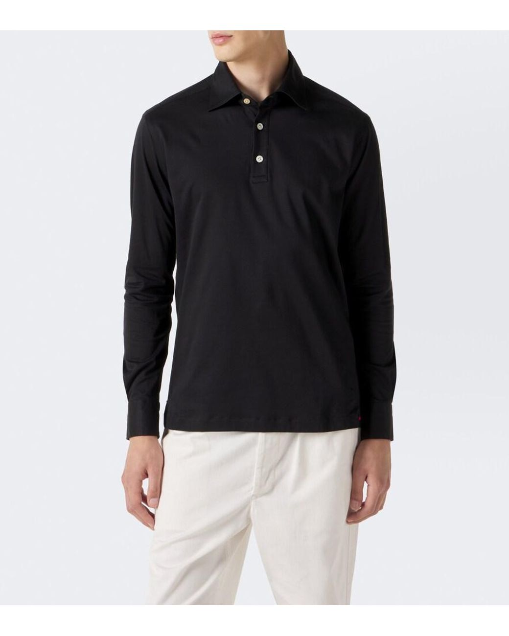 Kiton Blue Cotton Poplin Polo Top for men