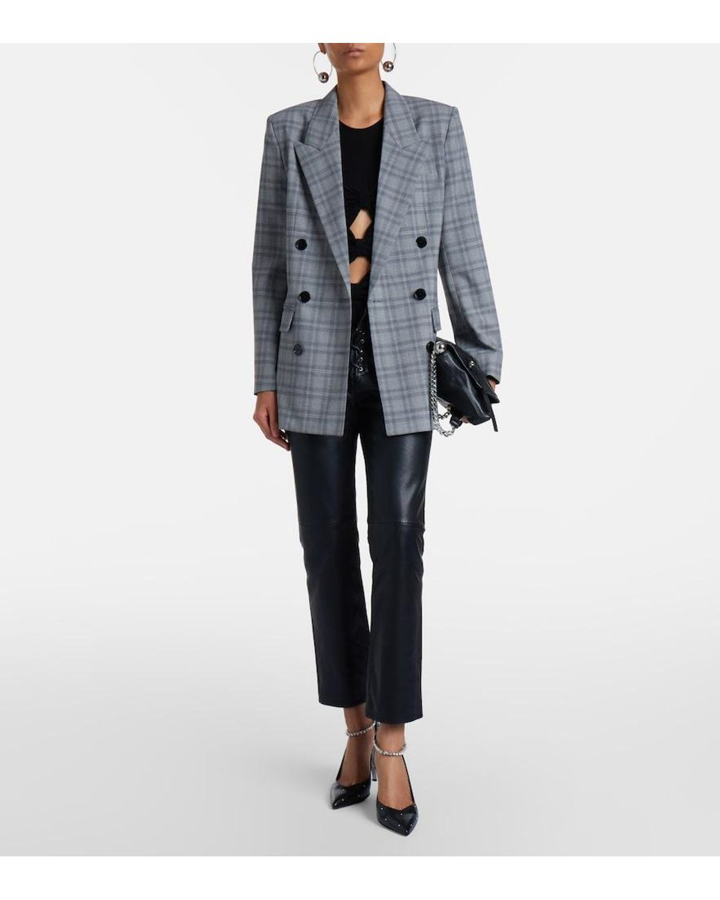 Isabel Marant Gray Jevima Prince Of Wales Check Wool-Blend Jacket