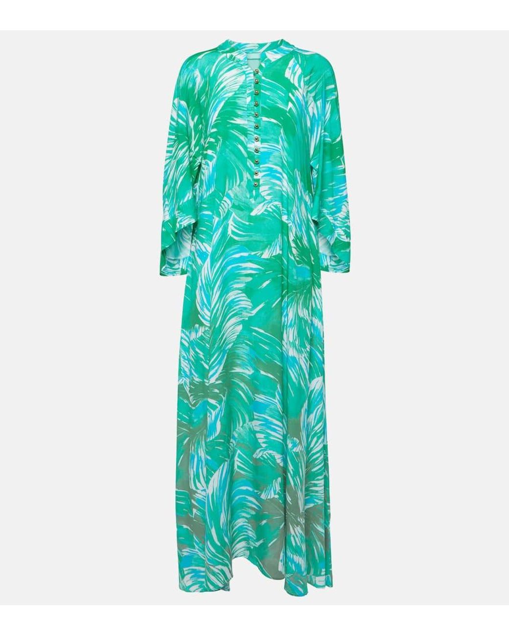 Melissa Odabash Green Edith Printed Kaftan