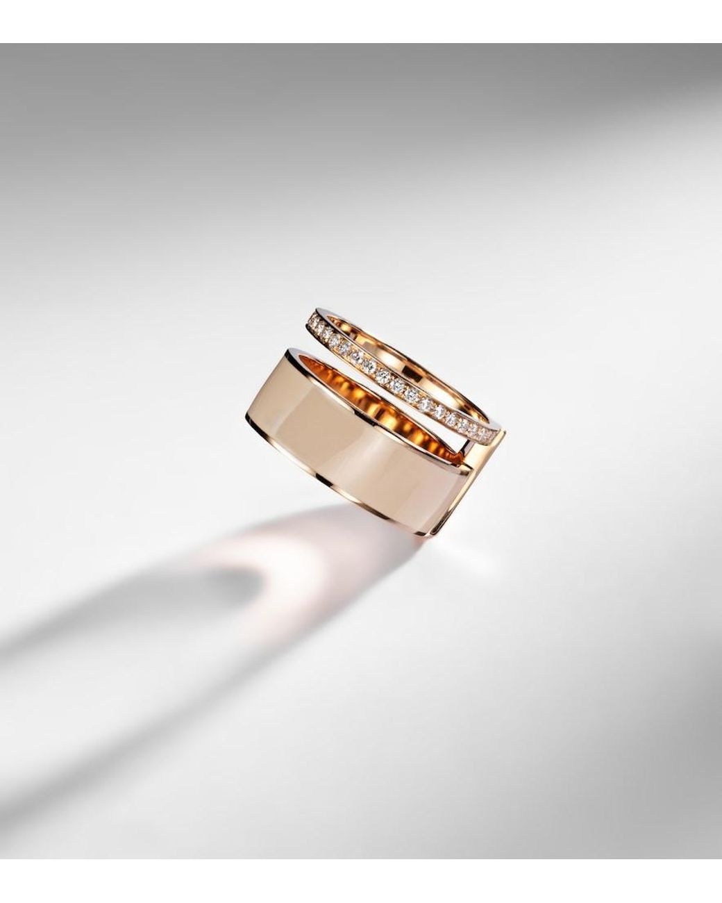 Repossi Metallic Berbere Module 18Kt Rose Ring With Diamonds