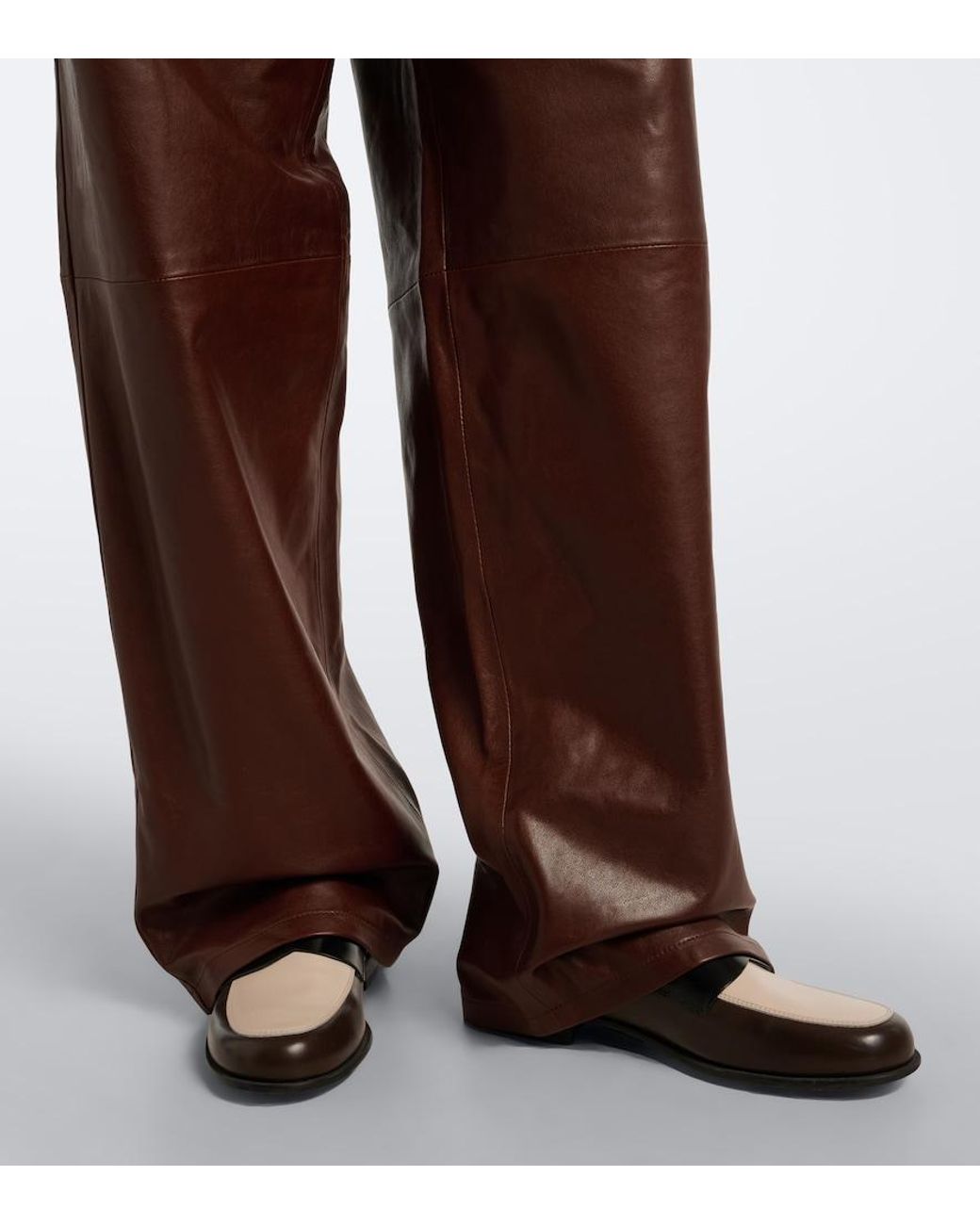 Rohe Brown Leather Wide-Leg Pants