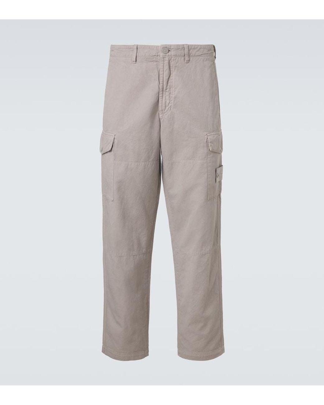 Stone Island Gray Cotton And Linen Canvas Cargo Pants for men