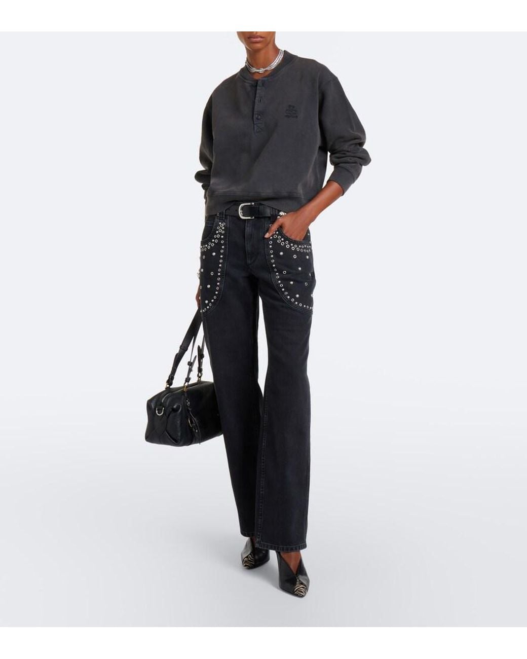 Isabel Marant Black Simony Cotton-Blend Jersey Sweatshirt