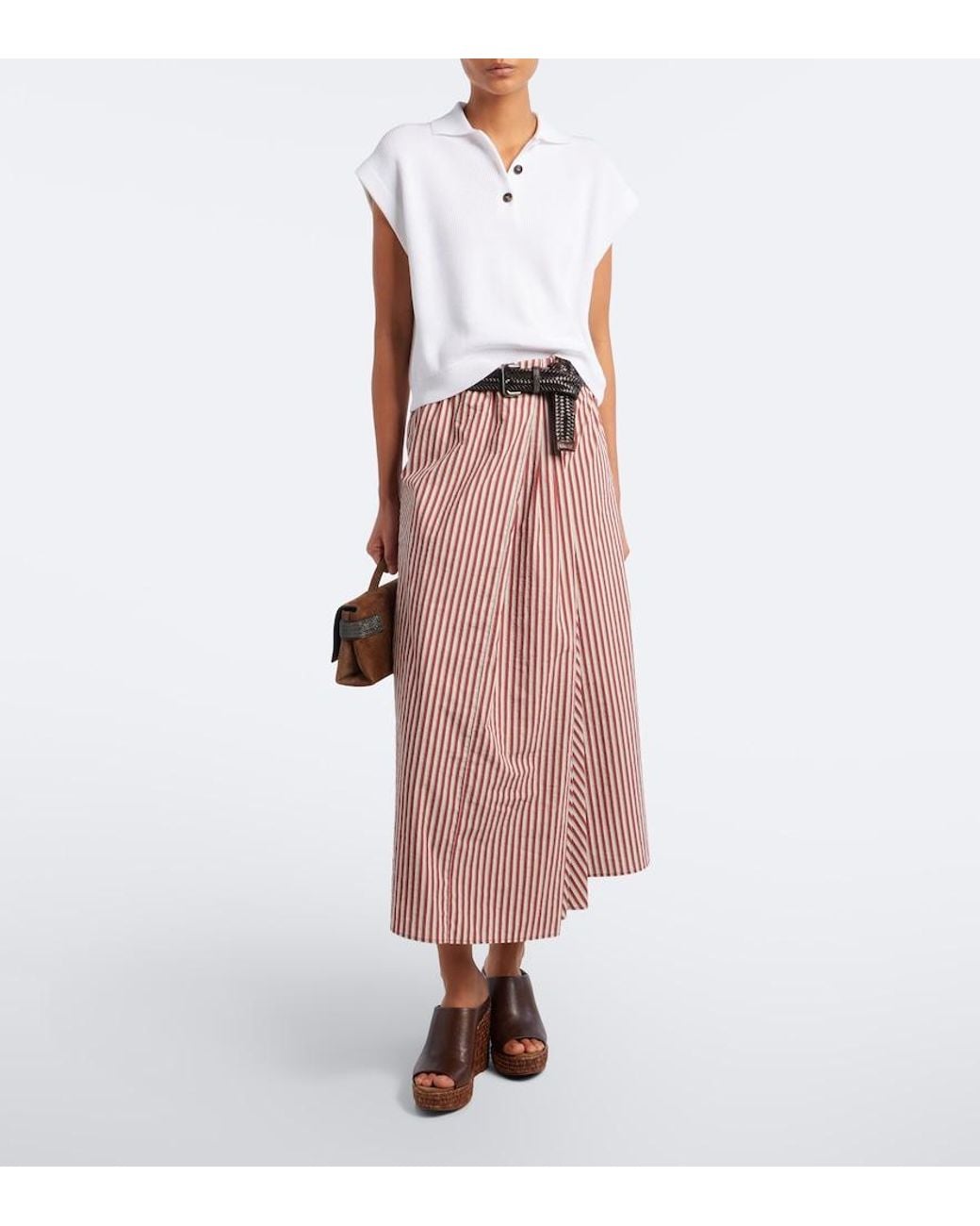 Brunello Cucinelli White Ribbed-Knit Cotton Top
