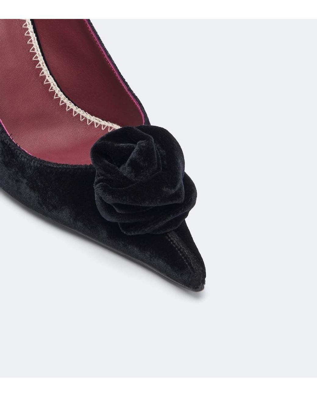 Magda Butrym Black Floral-Applique Velvet Slingback Pumps