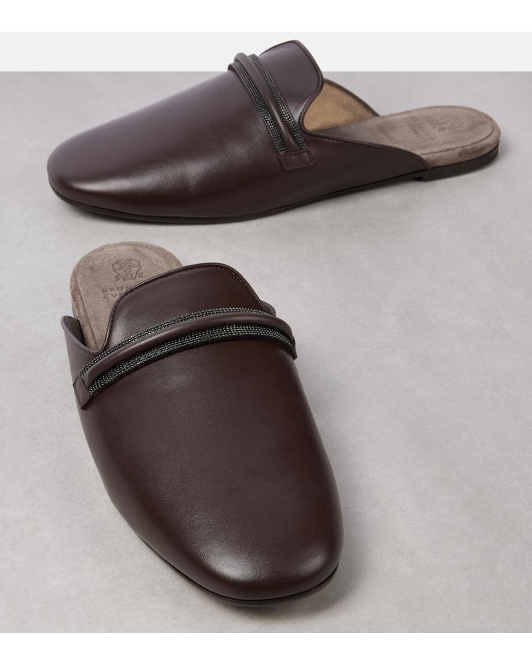 Brunello Cucinelli Brown Leather Mules