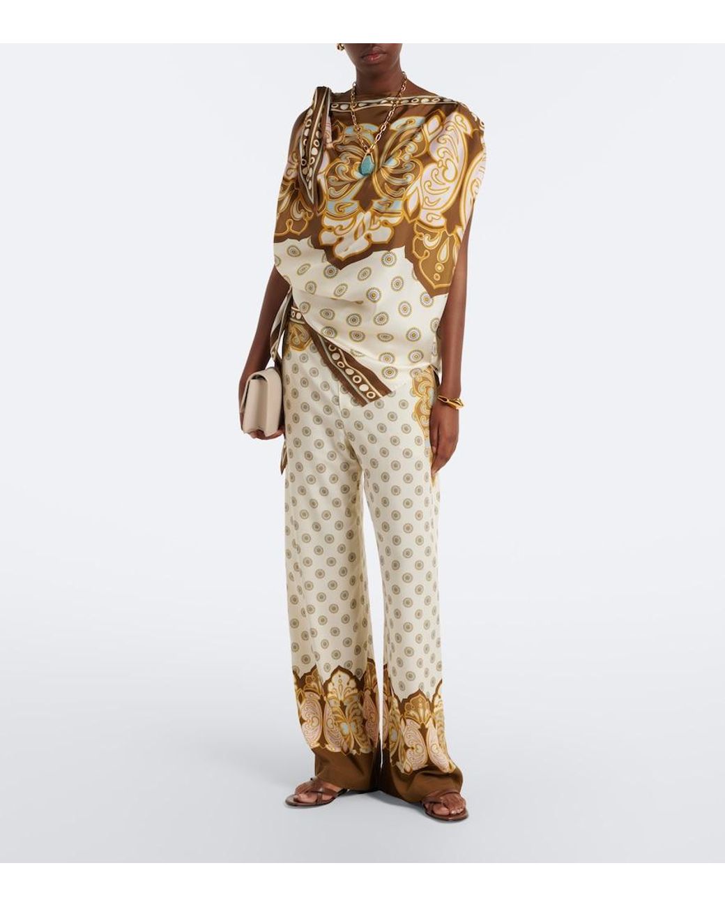 LaDoubleJ Metallic Full-On Printed Silk Twill Top
