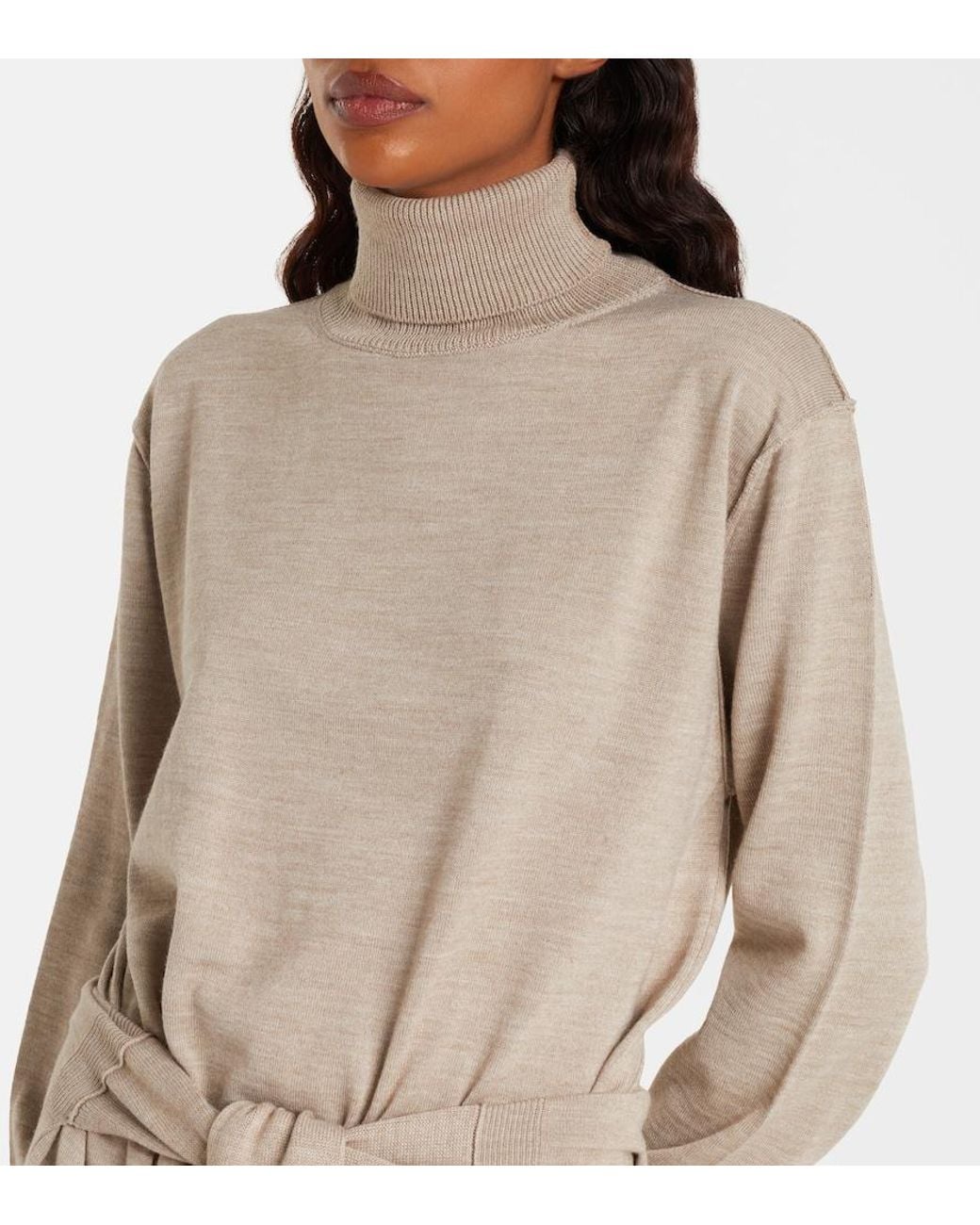 Lemaire Natural Trompe L'Oil Wool-Blend Midi Dress