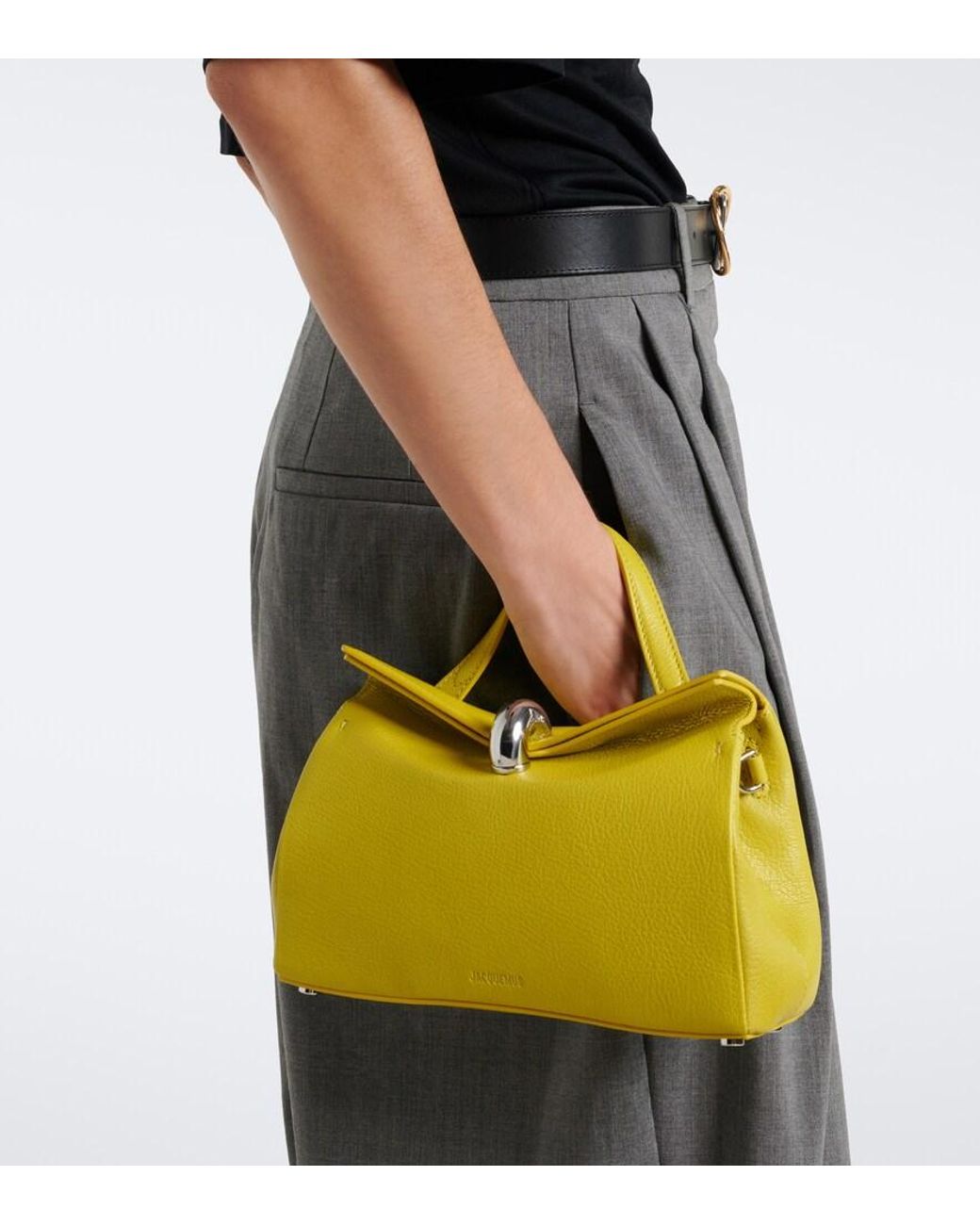 Jacquemus Yellow Valerie Small Leather Top-Handle Bag
