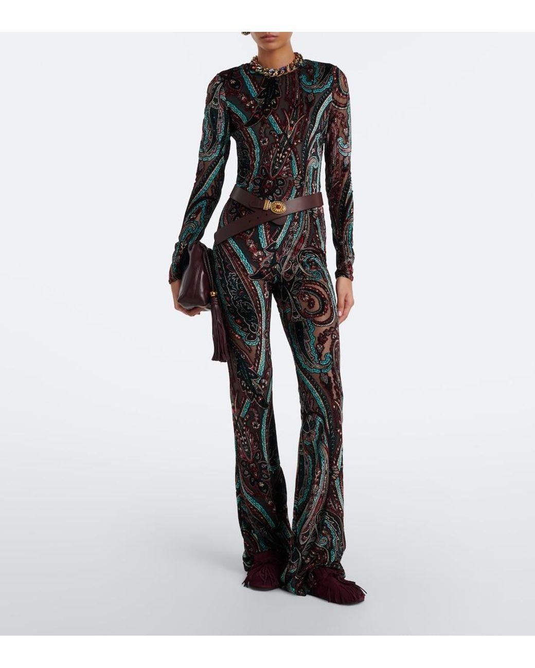 Etro Black Patch-Applique Paisley Top