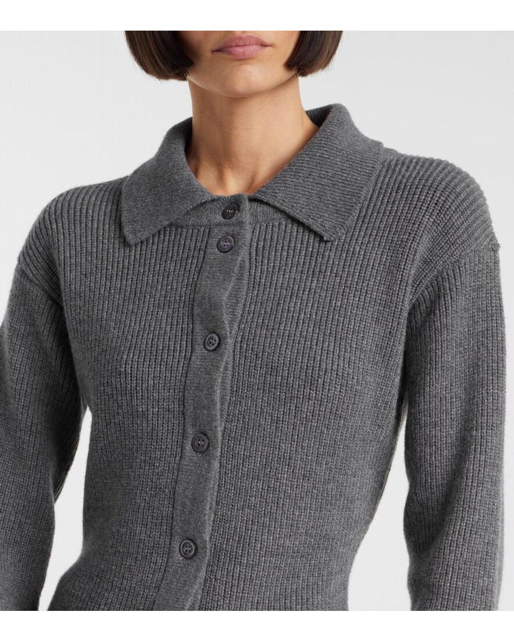 Rohe Gray Ribbed-Knit Wool And Cashmere Cardigan